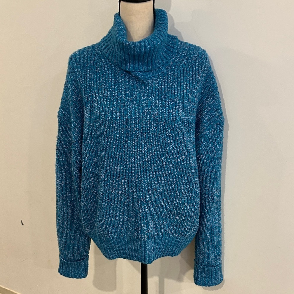 French Connection Teal Cowl Knit TurtleNeck Sweater 8 - Picture 3 of 8